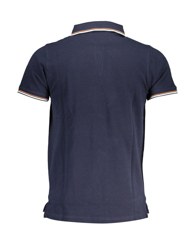 Blue Cotton Men Polo Shirt