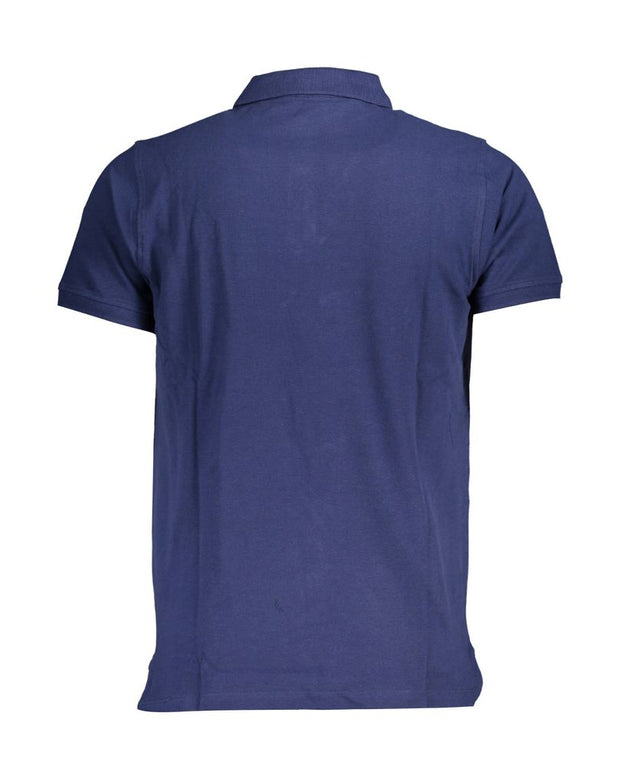 Blue Cotton Men Polo Shirt