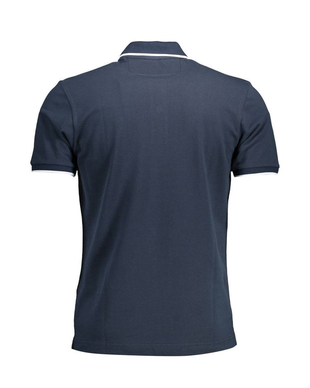 Blue Cotton Men Polo Shirt