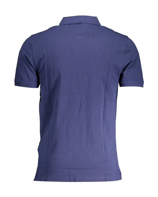 Blue Cotton Men Polo Shirt