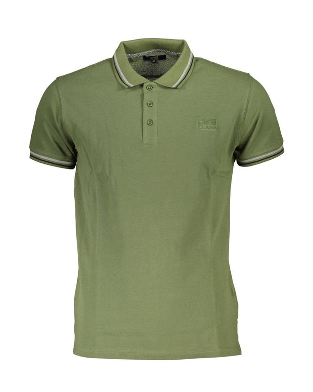 Green Cotton Men Polo Shirt
