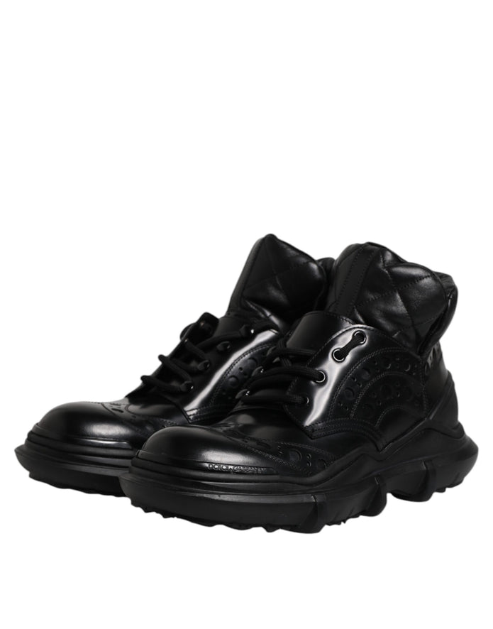 Black Leather Casual Mens Ankle Boots Shoes