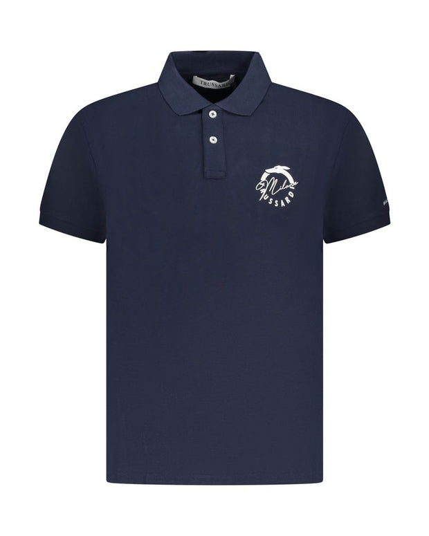 Blue Cotton Men Polo Shirt