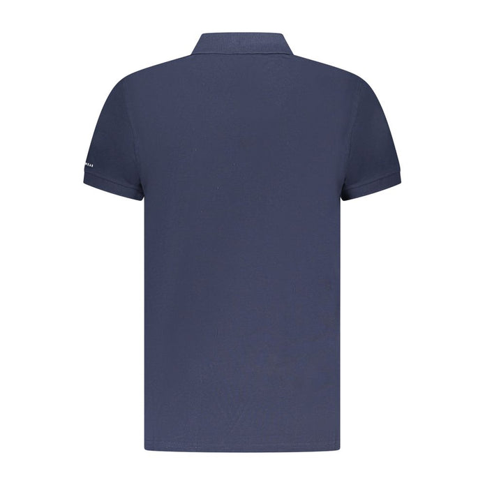 Blue Cotton Men Polo Shirt