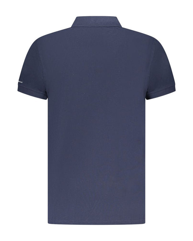 Blue Cotton Men Polo Shirt