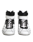 Black White Leather High Top Sneakers Shoes