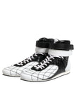 Black White Leather High Top Sneakers Shoes