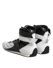 Black White Leather High Top Sneakers Shoes