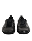 Black Exotic Leather Low Top Sneakers Shoes
