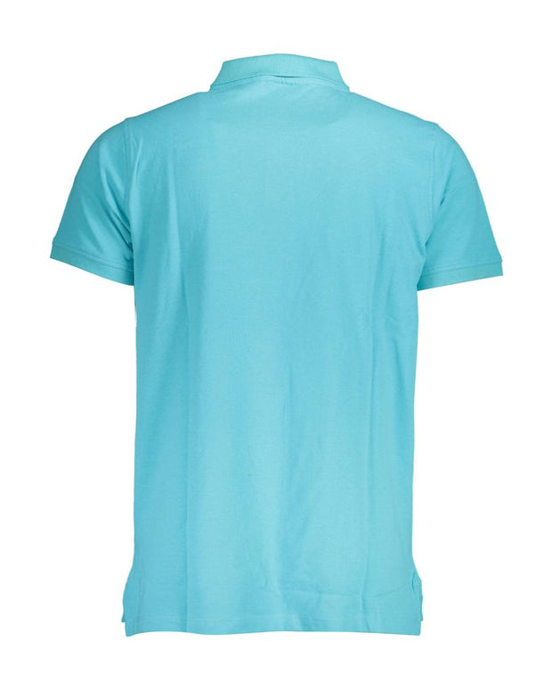 Blue Cotton Men Polo Shirt