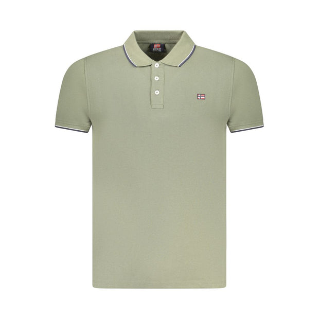 Green Cotton Men Polo Shirt