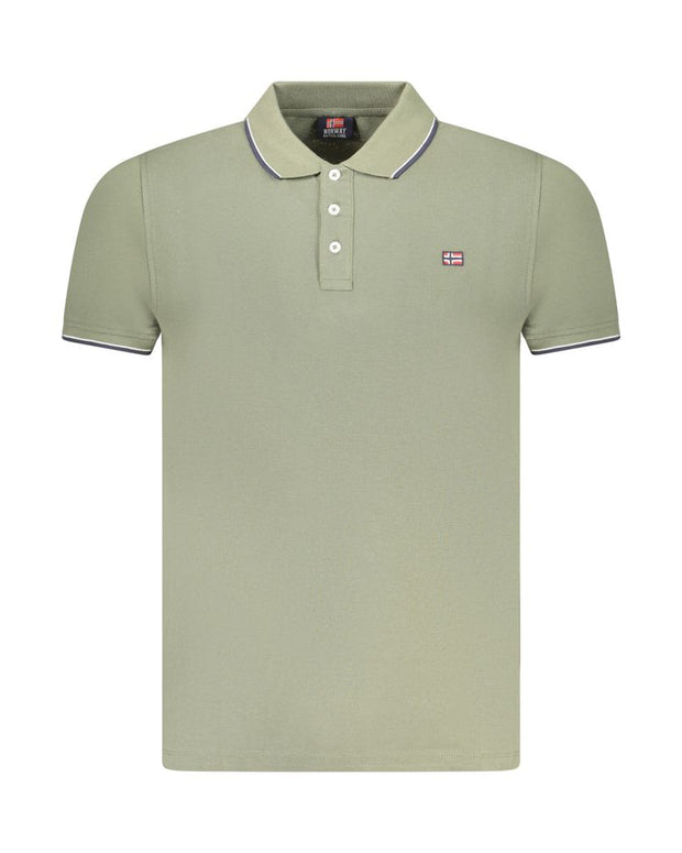Green Cotton Men Polo Shirt
