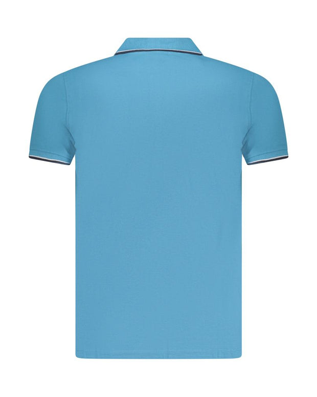 Blue Cotton Men Polo Shirt
