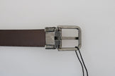 Blue Perforated Leather Gray Buckle Belt