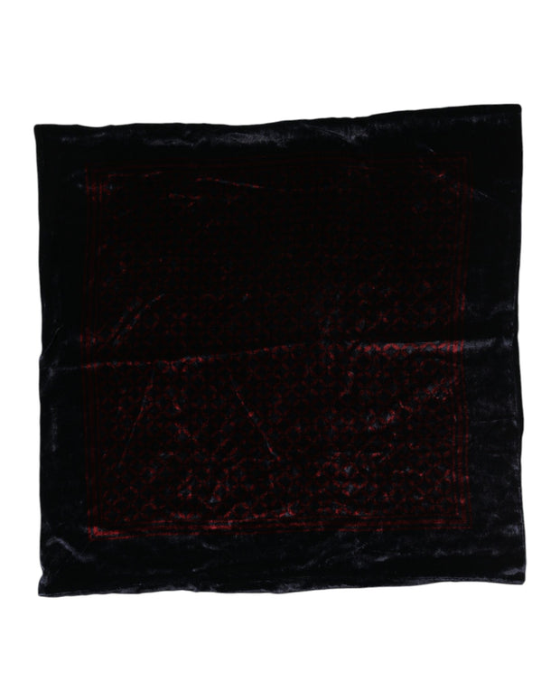 Black Red Viscose Square Men Foulard Scarf