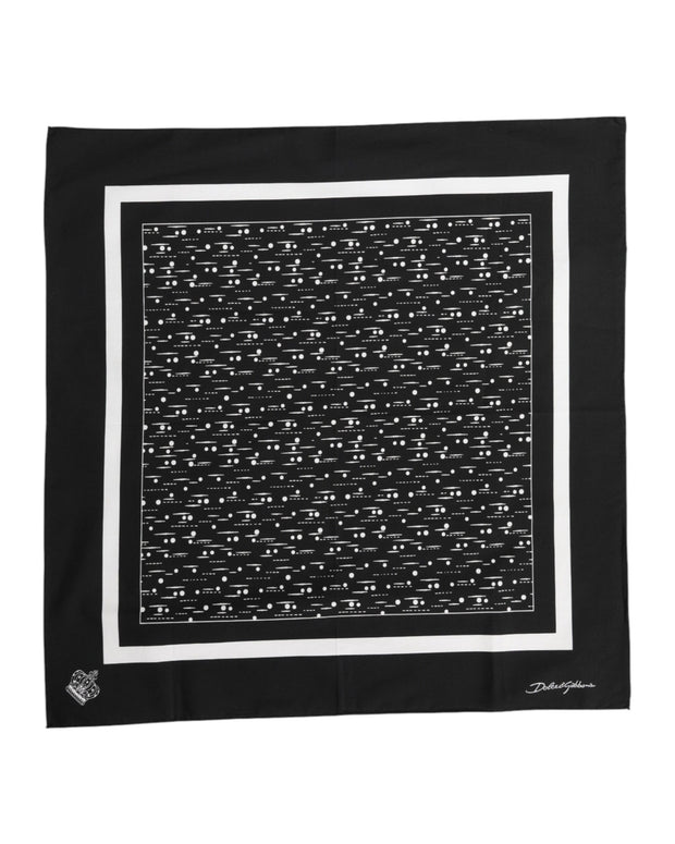 Black White Printed Square Foulard Scarf