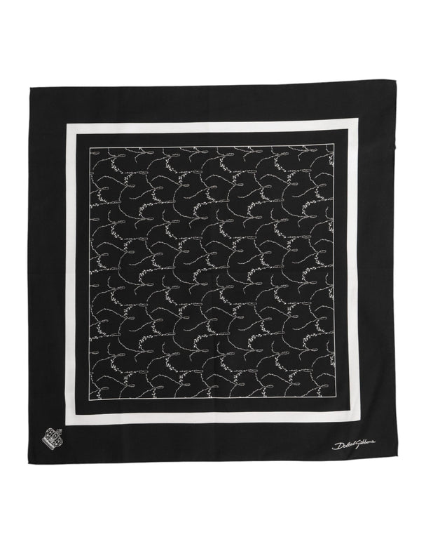Black White Printed Square Foulard Scarf