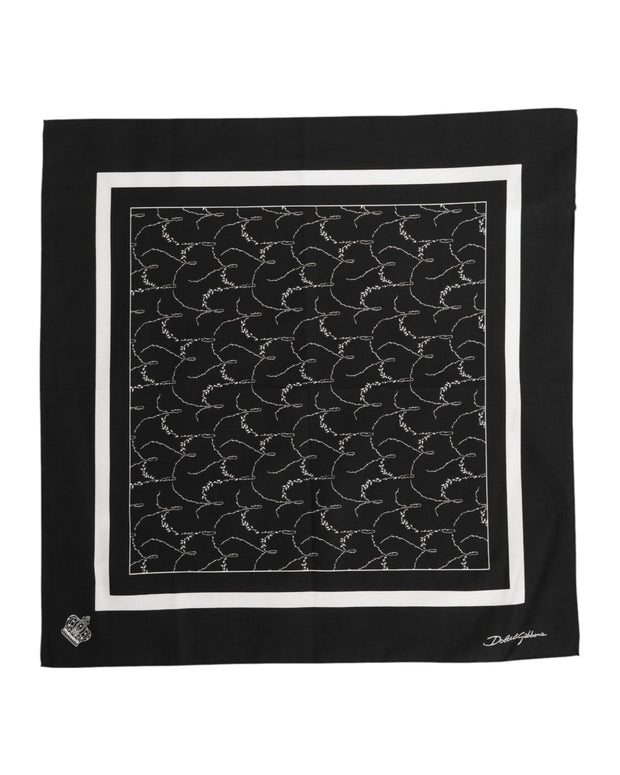 Black White Printed Square Foulard Scarf