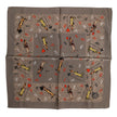 Brown Silk Printed Square Men Foulard Scarf