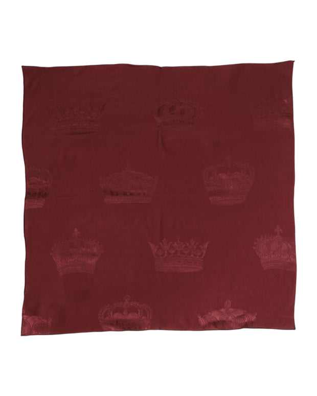 Maroon Silk Crown Square Men Foulard Scarf