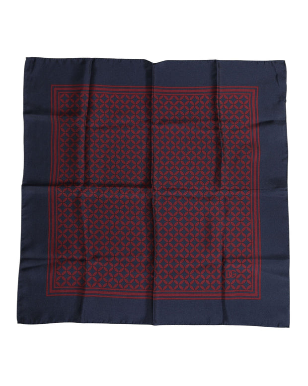 Red Blue Printed Silk Square Men Foulard Scarf