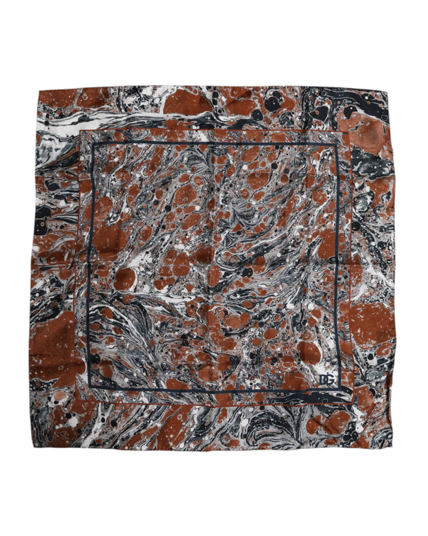 Multicolor Marble Silk Square Foulard Scarf