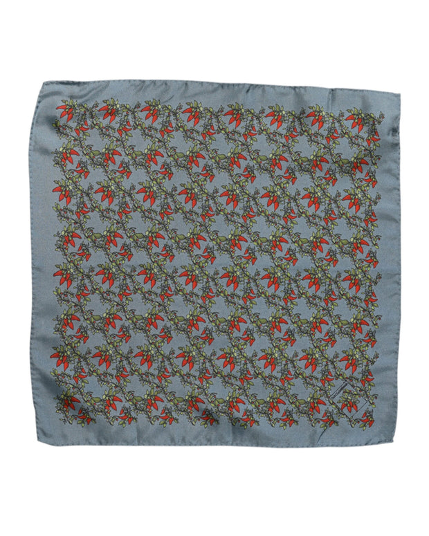 Gray Chilis Silk Square Men Foulard Scarf