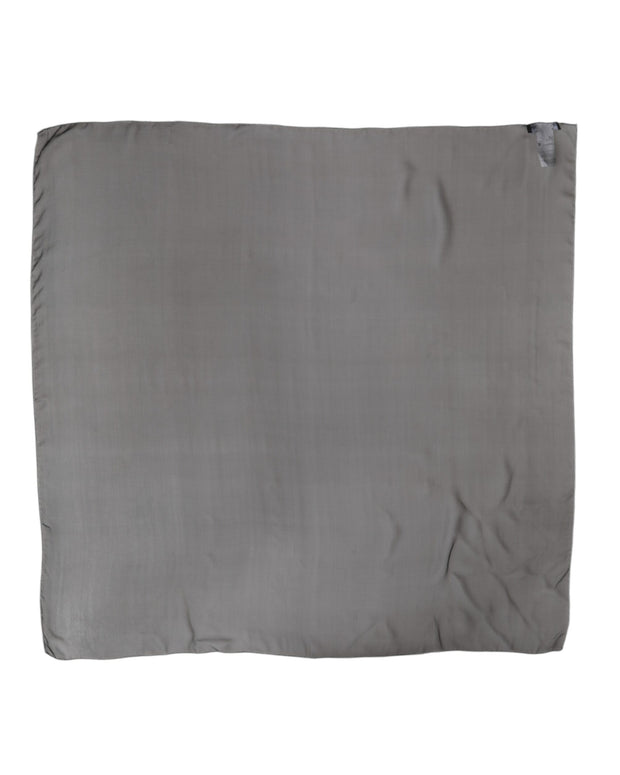 Gray Black Silk Square Women Foulard Scarf