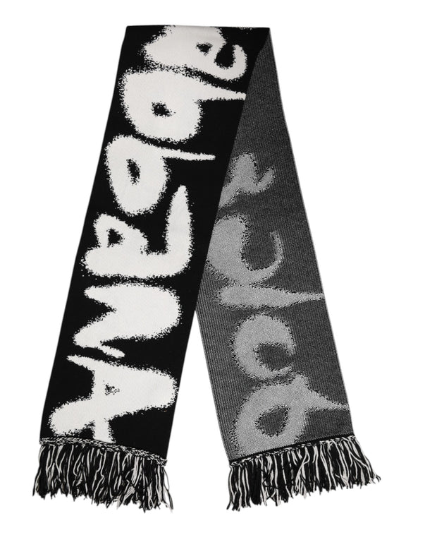 Black Logo Neck Warmer Wrap Men Shawl Scarf