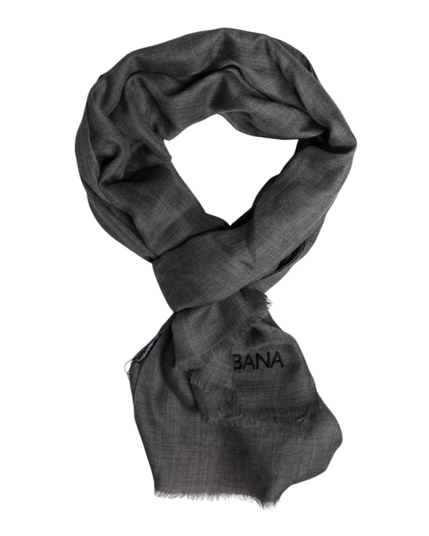 Gray Logo Print Neck Warmer Wrap Shawl Scarf