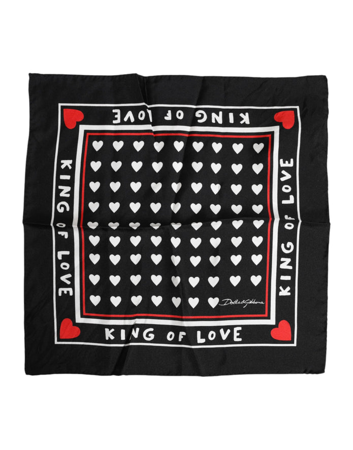 Black Printed Silk Square Men Foulard Scarf