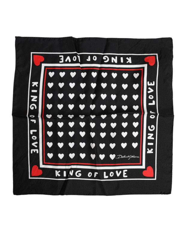Black Printed Silk Square Men Foulard Scarf