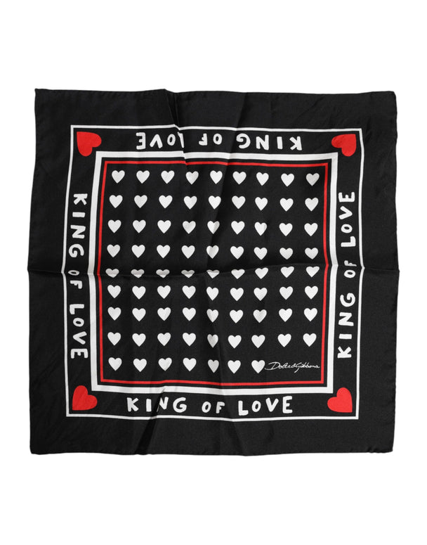Black Printed Silk Square Men Foulard Scarf