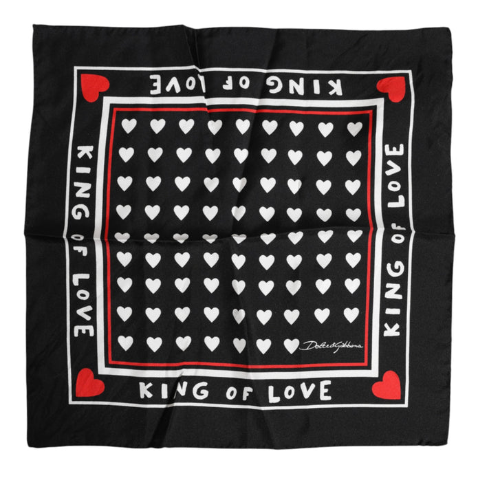 Black Printed Silk Square Men Foulard Scarf