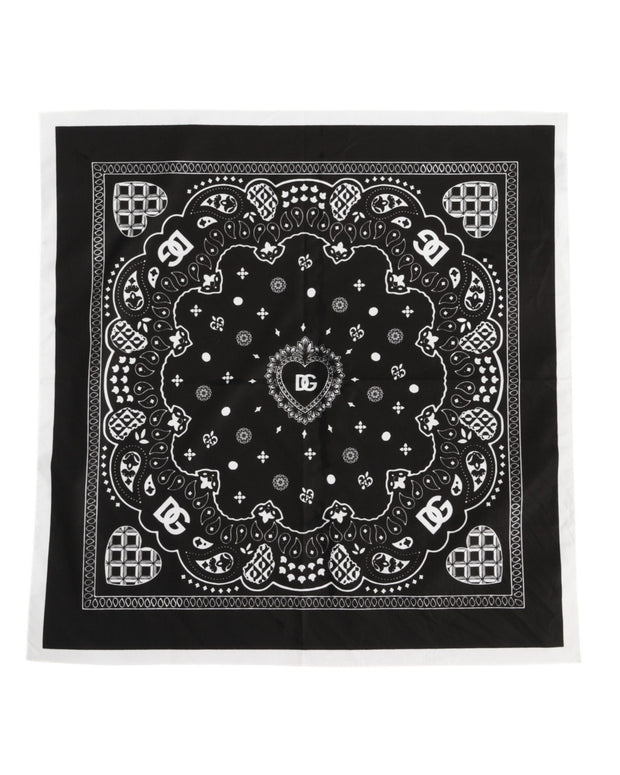 Black White Bandana Square Men Foulard Scarf