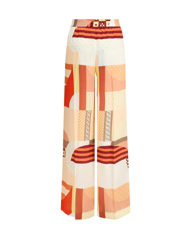 Multicolor Silk Casual Pants