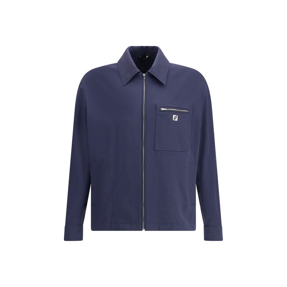 Blue Cotton Biker Jacket
