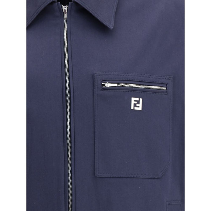 Blue Cotton Biker Jacket