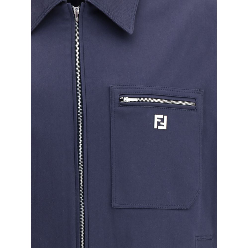 Blue Cotton Biker Jacket