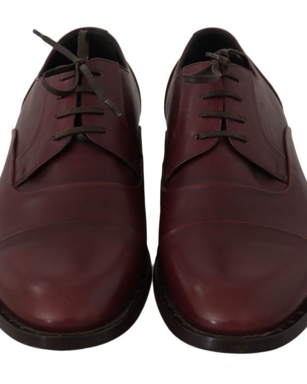 Red Bordeaux Leather Derby Formal Shoes