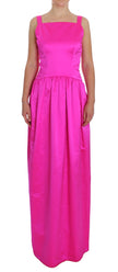 Elegant Silk Full Length Pink Sheath Dress