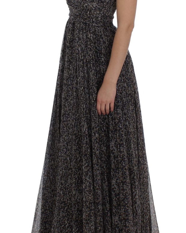 Dark Silk Shift Gown Full Length Dress