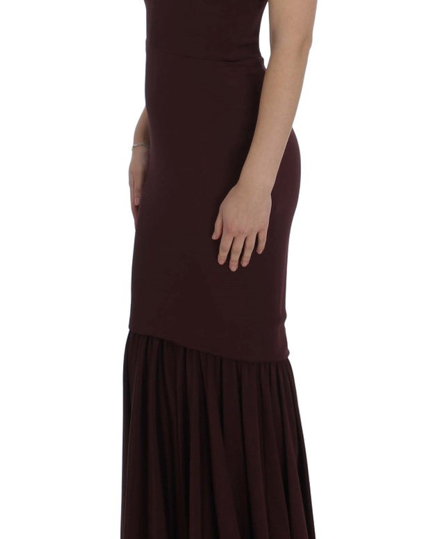 Bordeaux Stretch Full Length Sheath Dress