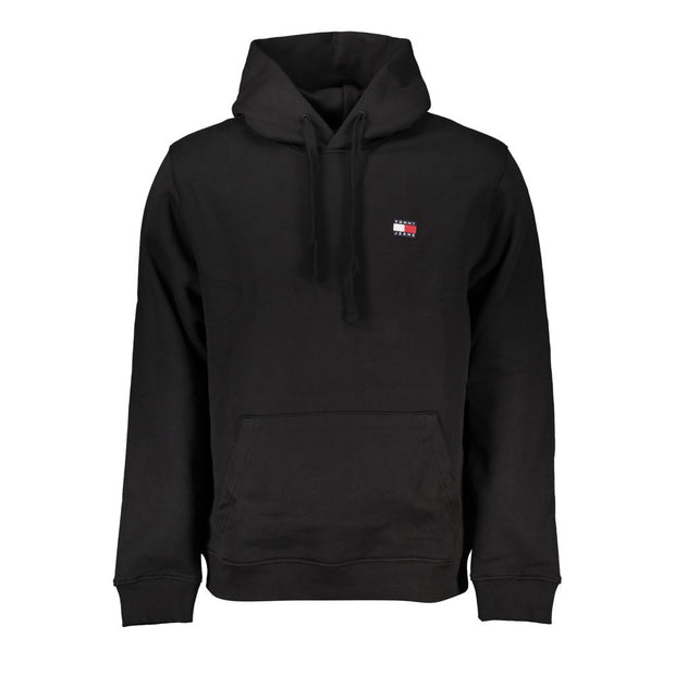 Black Cotton Men Sweater with Hood