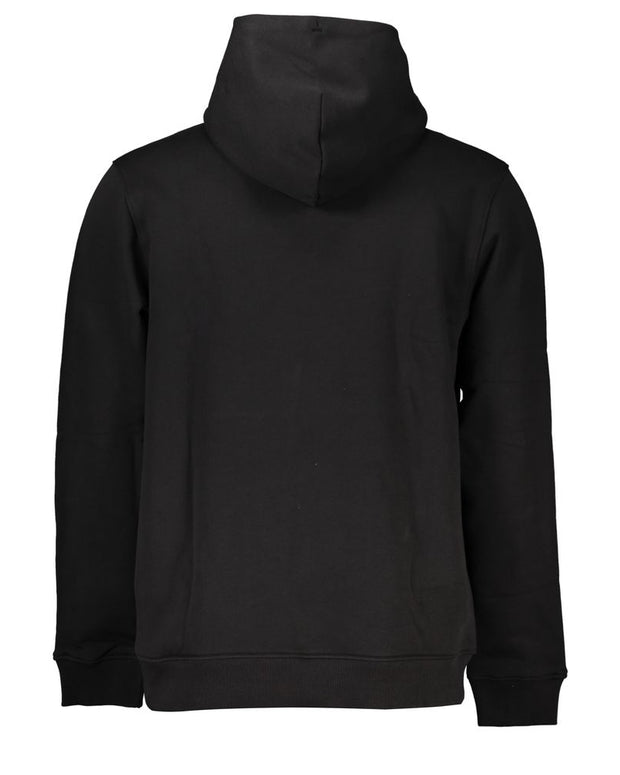 Black Cotton Men Sweater with Hood