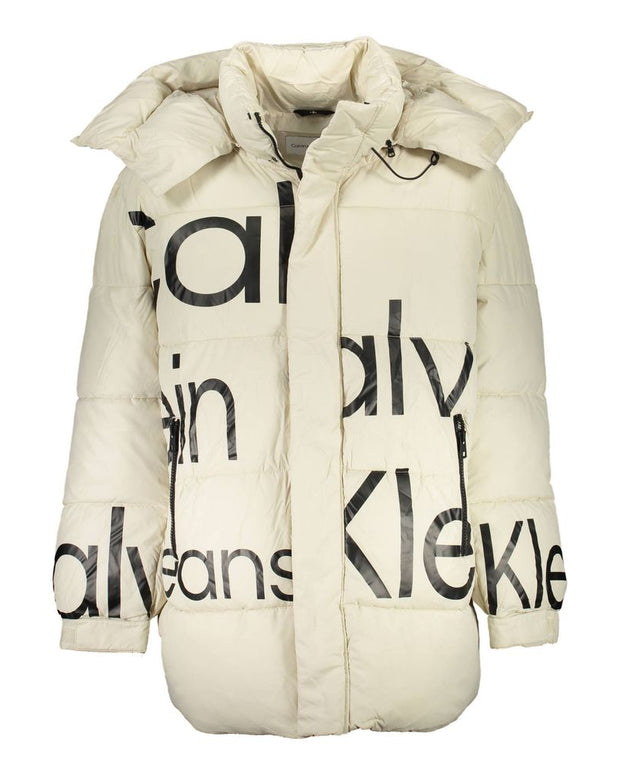 Beige Polyester Men Jacket