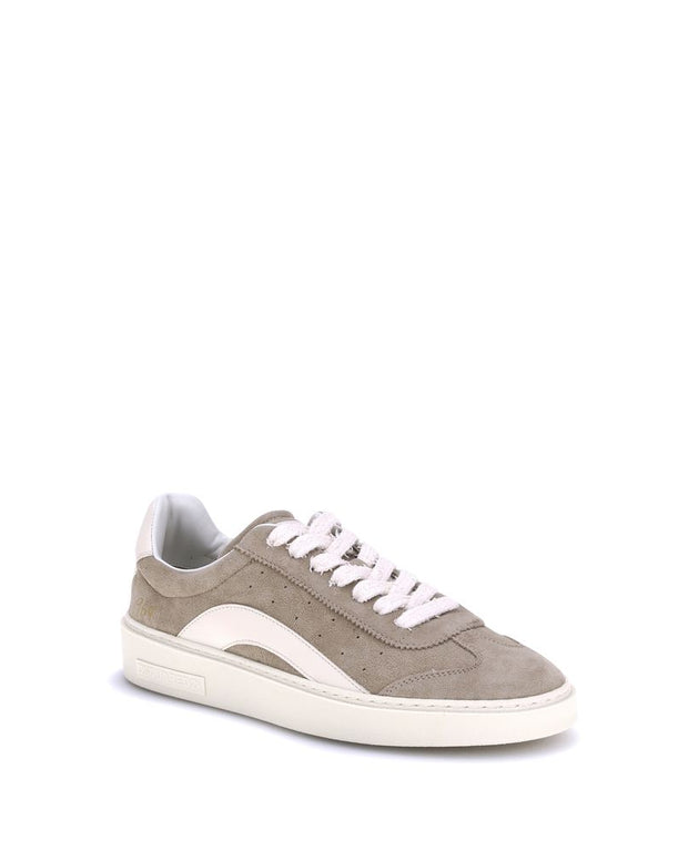 Beige Calf Leather Bos Taurus Low Top Sneakers