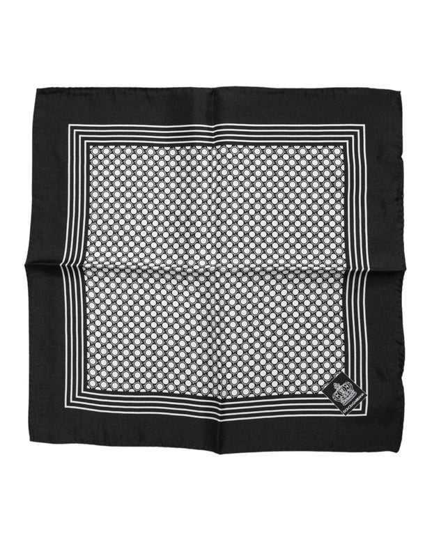 Black White Patterned Square Men Foulard Scarf