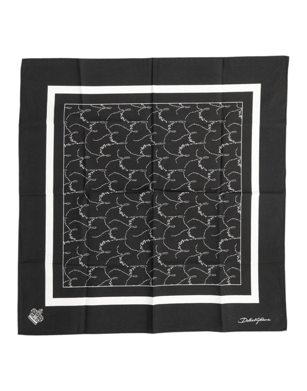 Black White Printed Square Foulard Scarf