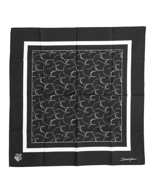 Black White Printed Square Foulard Scarf